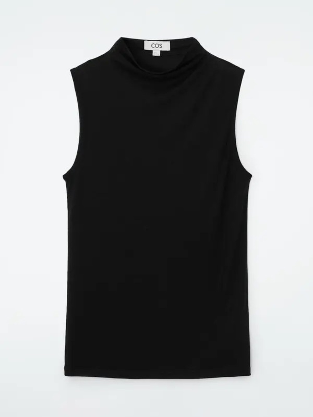 COS Black Sleeveless Mock Neck Top silk/wool/cotton size XS